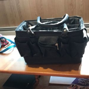 Storage bag for crafting black and white polka dots